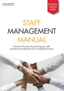 Business Manuals Made Easy: Staff Management Manual. This manual includes many checklists, policies and procedures, templates, and training documents for management of employees in a restaurant of cafe business. Reduce risk, litigation and fines for staff issues and increase workplace/team/staff effectiveness, therefore reducing staffing costs and time wastage.